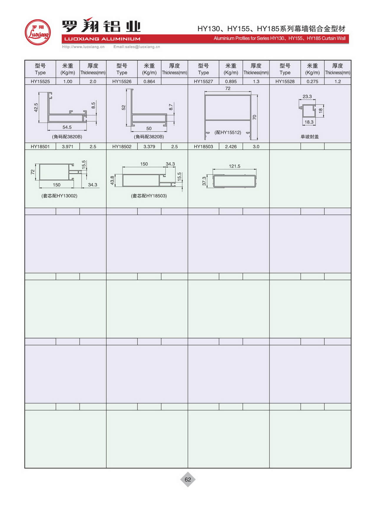 HY130、HY155、HY185系列幕墻